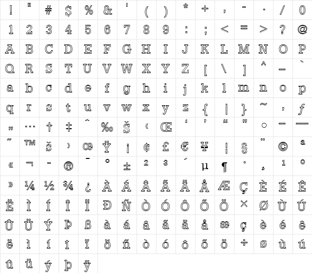 a_NoterClg Regular  glyph index