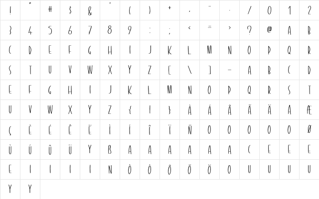 Tiny Trees Regular  glyph index