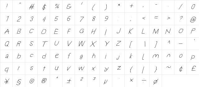 Proton ExBdExtSuIt  glyph index