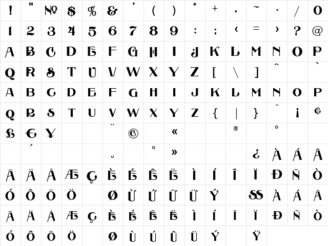 LHF Rawson & Evans Alternates Regular  glyph index