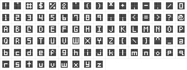 Blockade Regular  glyph index