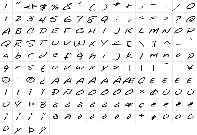 FZ HAND 25 EX Normal  glyph index
