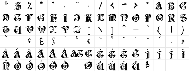 Jaba Regular  glyph index