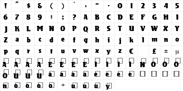 Shopping Regular  glyph index