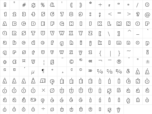 00293 Regular  glyph index