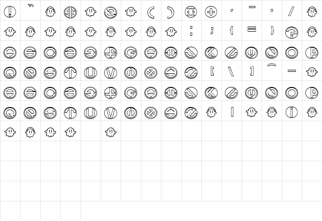 13_Ghosts Regular  glyph index