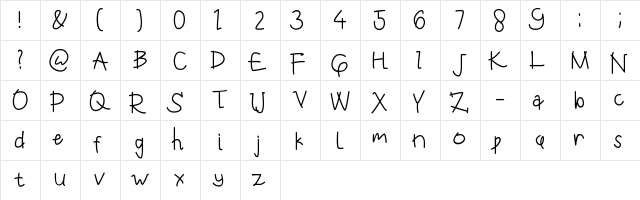 Kiddos Regular  glyph index