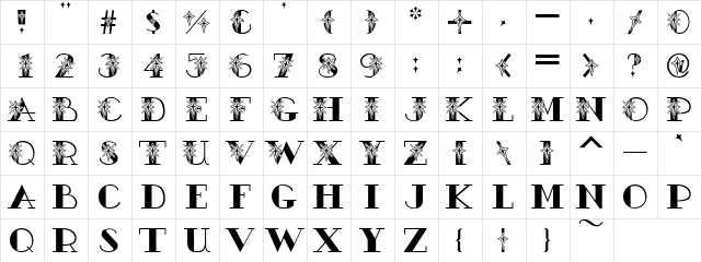 AC1-Star Regular  glyph index