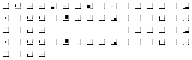Boxes and Lines Regular  glyph index