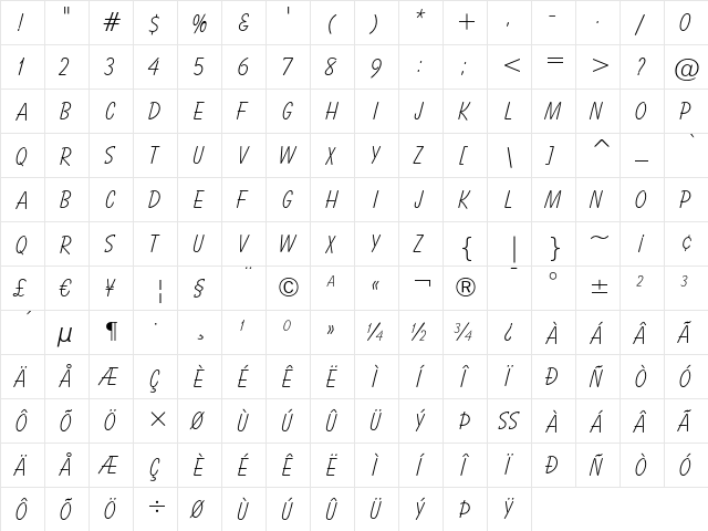 Balloon Light  glyph index