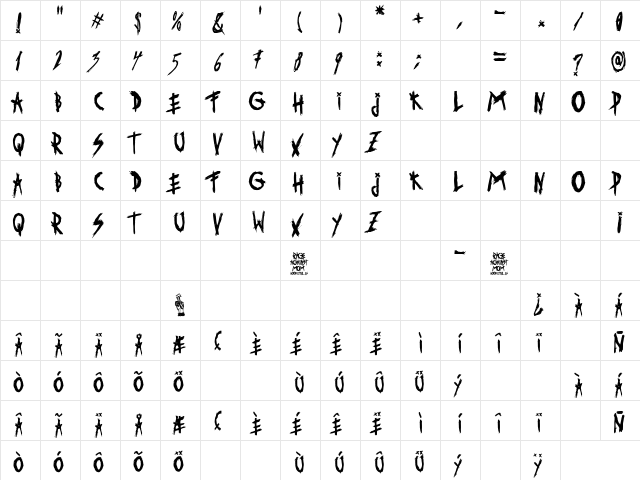 Rage Against Mom Regular  glyph index