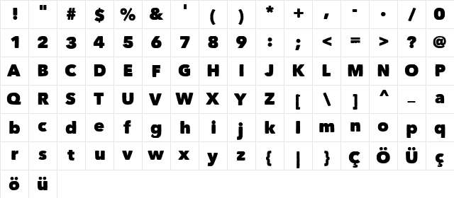 Matiz Regular  glyph index