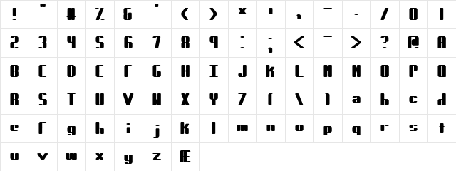 Forcible (BRK) Regular  glyph index