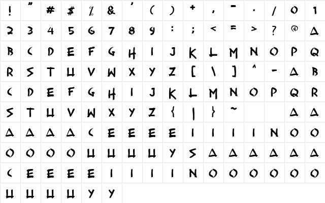 Hesrat Regular  glyph index