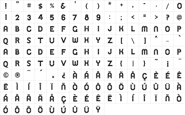 Urban Circus Deco  glyph index