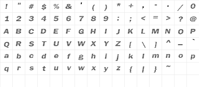 Linear Beam 0.5  glyph index