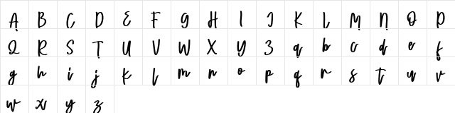 Ma Lorena FREE Regular  glyph index