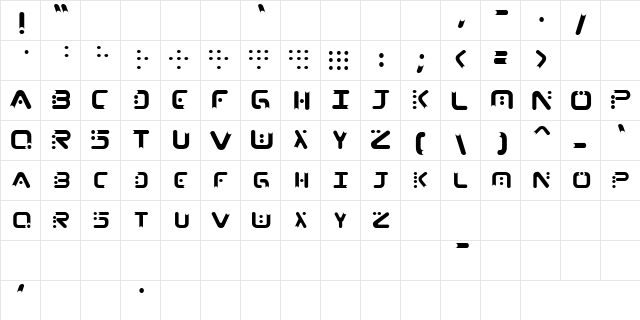 13_Roshi Regular  glyph index