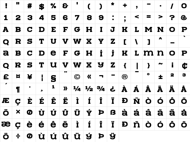 Team Work Regular  glyph index