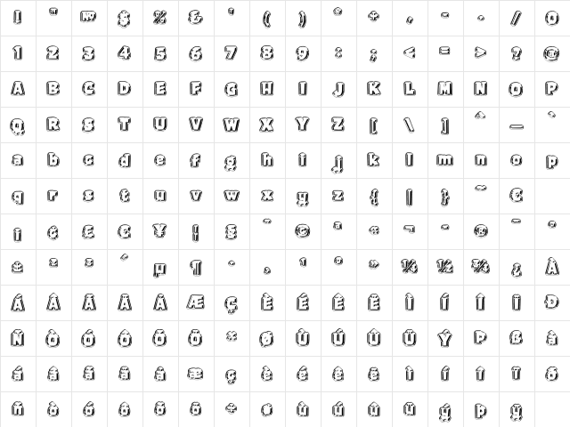 TownSquare 'Stamp' Regular  glyph index