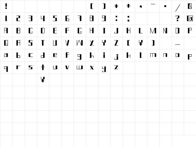 Chain_Reaction Regular  glyph index