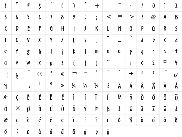 Noovo ITC Std Bold  glyph index