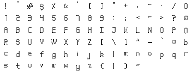 Modern Fold Regular  glyph index