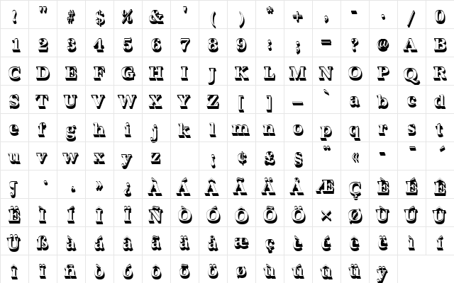URWAntiquaTBolSh1 Regular  glyph index