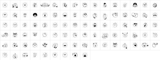 Smile 2 Me Regular  glyph index