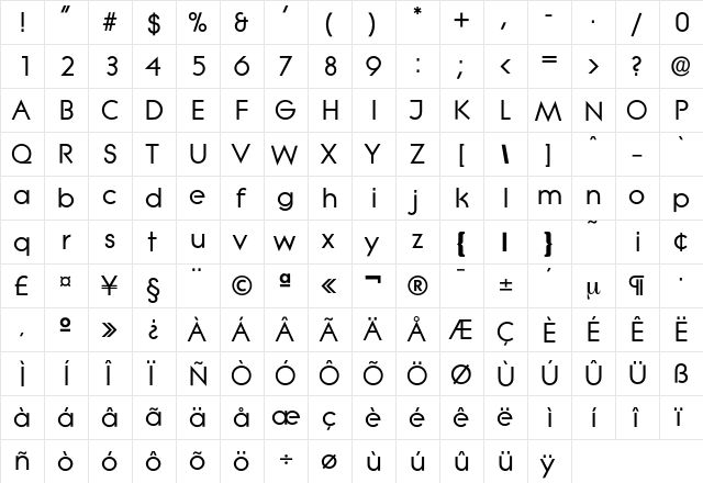 Litera-Bold Regular  glyph index