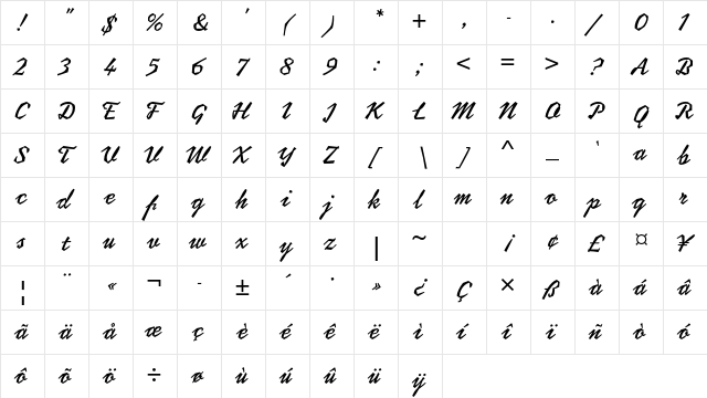 Coptek Std Regular  glyph index