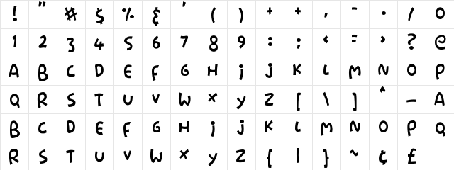 Stringz Regular  glyph index