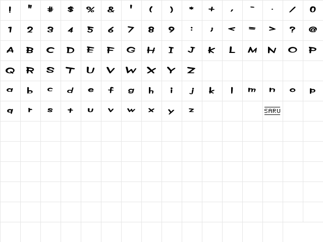 Z machine (sRB) Regular  glyph index