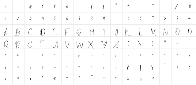 Geovanice Regular  glyph index