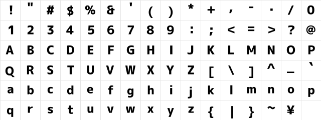M+ 1c heavy  glyph index