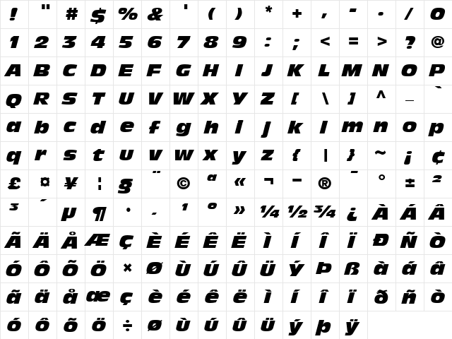 AntiqueOlive NordItalic  glyph index