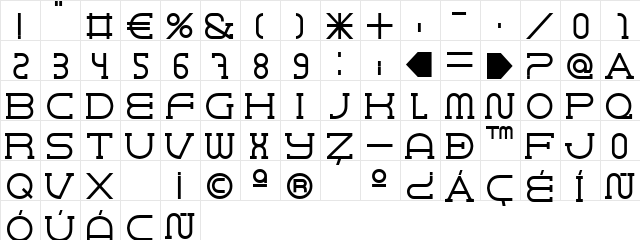 BARCO. D.A serifa Medium  glyph index