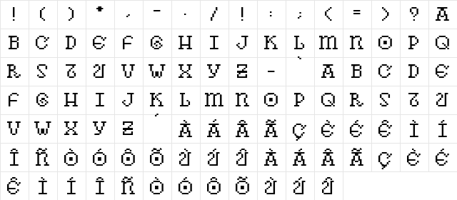 As pedras da Belle Otero Regular  glyph index