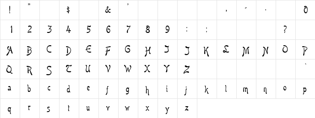 Liltony Jn Regular  glyph index