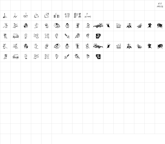 Mice Regular  glyph index