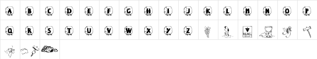 KR Jen The Queen O' Vino Regular  glyph index