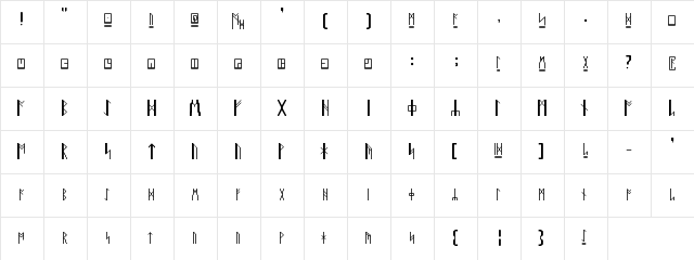 Runic_TDG Regular  glyph index