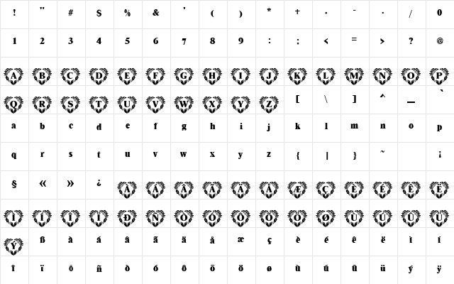 HeartWreath Becker Normal  glyph index