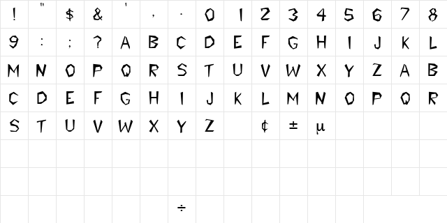 TribalDisplayCapsSSK Regular  glyph index