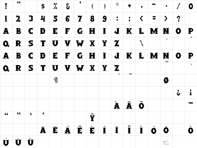 SaloonExt Th Regular  glyph index