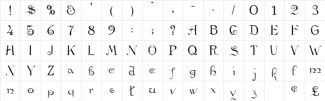 Viata Script SSi Regular  glyph index