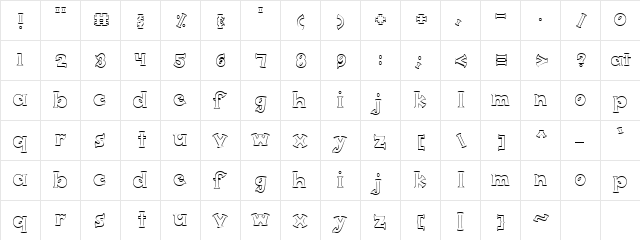 LD Puffy Regular  glyph index