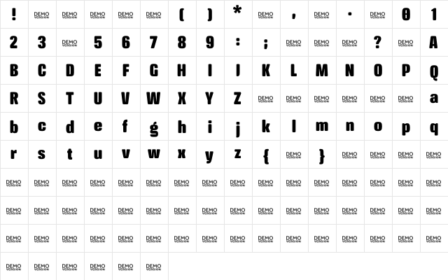 Crossfit Demo Black  glyph index