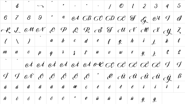 Candle Mustard Regular  glyph index