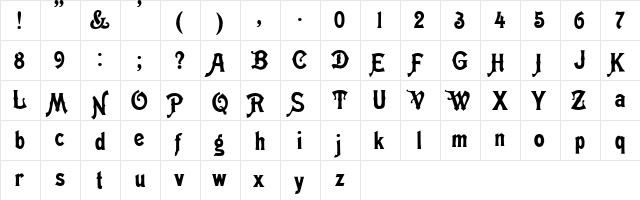 Meistersinger Regular  glyph index